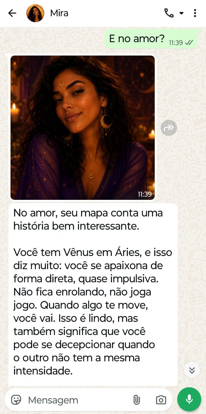 A Mira falando do teu amor no WhatsApp